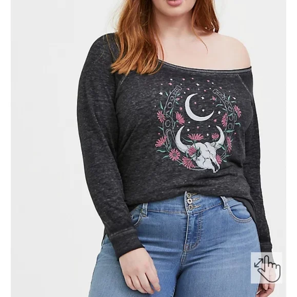 Torrid Off the Shoulder Burnout Top - Picture 1 of 5